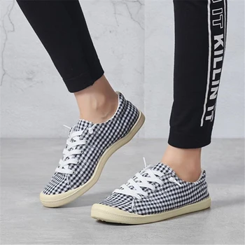 

ZIMNAFR 2020 New Women Flats Shoes Female Fashion Casual Cloth Shoes Women Lace-up Flat Canvas Shoes Plus size 36-42