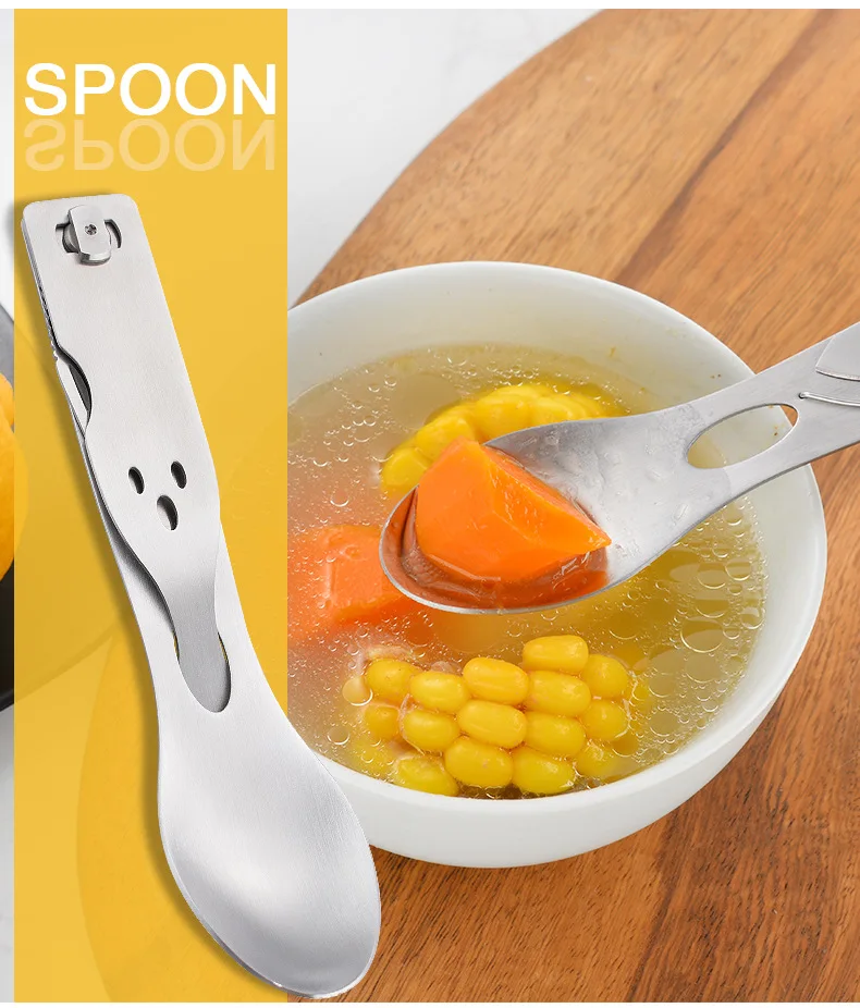 Combination EDC Knife And Fork Spoon Fork Portable Protection Knife And Fork School Canteen Tableware Outdoor Soup Spoon