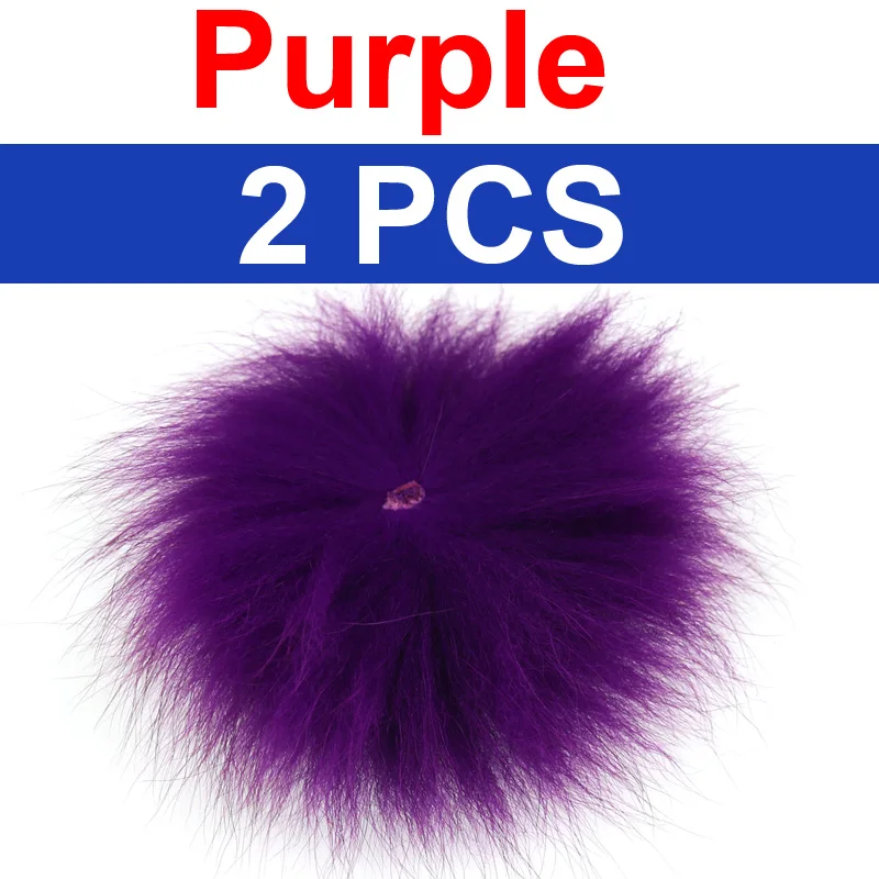 Bimoo 2 шт., песец, Полярный хвост, меховые волосы для завязывания мушек, стример, приманка, лосось, стальная головка, мухи, тонкое волокно, материал для завязывания мушек - Цвет: 2pcs purple