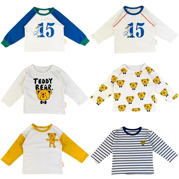 

2020 New Autumn Bebe Brand Kids T Shirts for Boys Girls Cute Bear Print Long Sleeve T Shirts Baby Child Cotton Tops Clothes