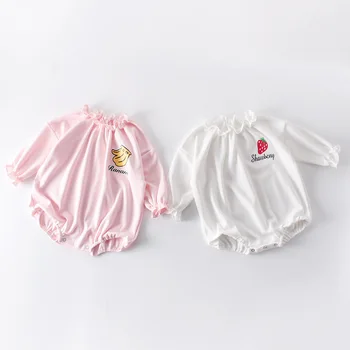 

Autumn Infant Baby Girls Cotton Fruit Strawberry Print Princess Birthday Party Bodysuits Kids Newborn Jumpsuits Toddler Outfits