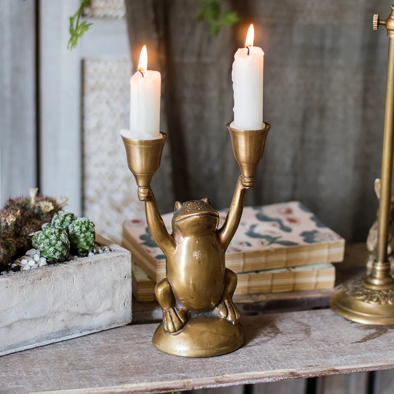 3 and 3 Inches Aatm Brass Candle Stand in Pair Best for Home & Office Decoration & Gift Purpose Handicraft