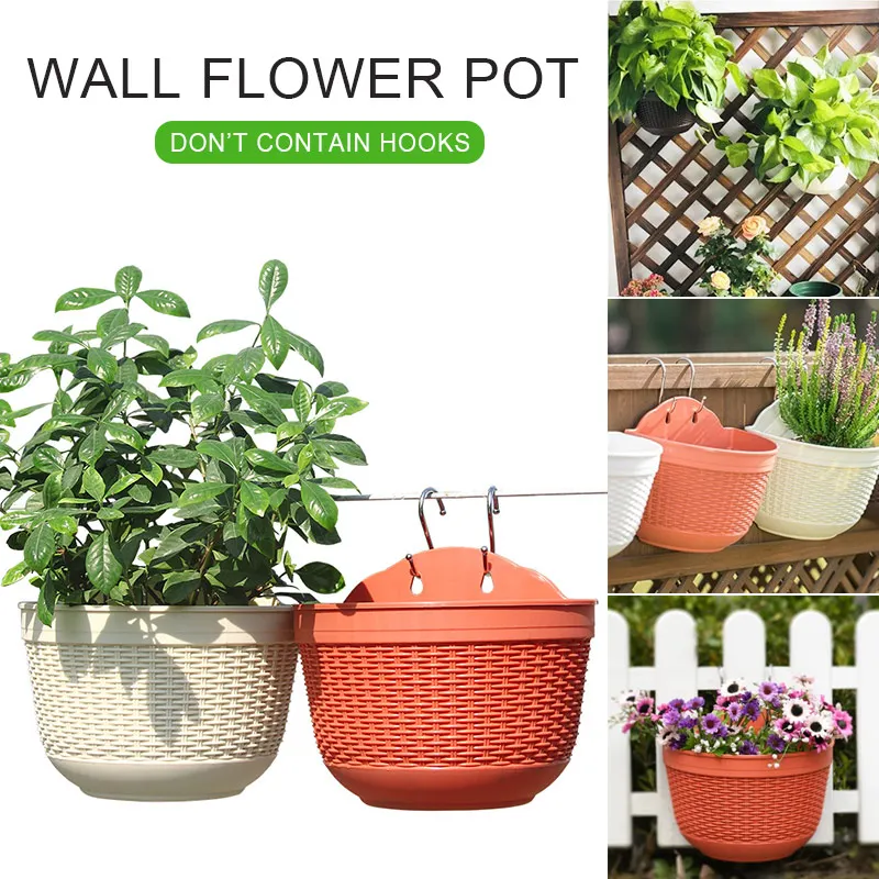 Имитация ротанг плетение Креативный цветочный горшок настенный ПП садовый