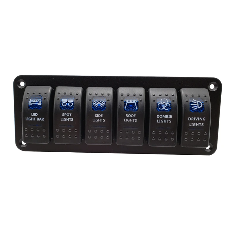 Rocker Switch 2 3 4 5 6 Gang Dual LED Marine Boat Truck Car Switch Panel Lighter Socket Circuit Breaker