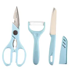 Домашний кухонный нож из нержавеющей стали из трех частей, нож для фруктов, Овощечистка, открывалка для бутылок, маленькие ножницы, трехсекционный костюм