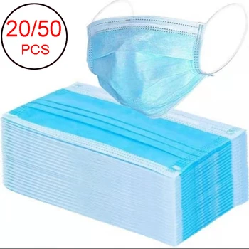

1/20/50PCS Face Masks Disposable 3 Layers Dustproof Mask Facial Protective Cover Masks Set Anti-Dust Anti-fog anti-virus