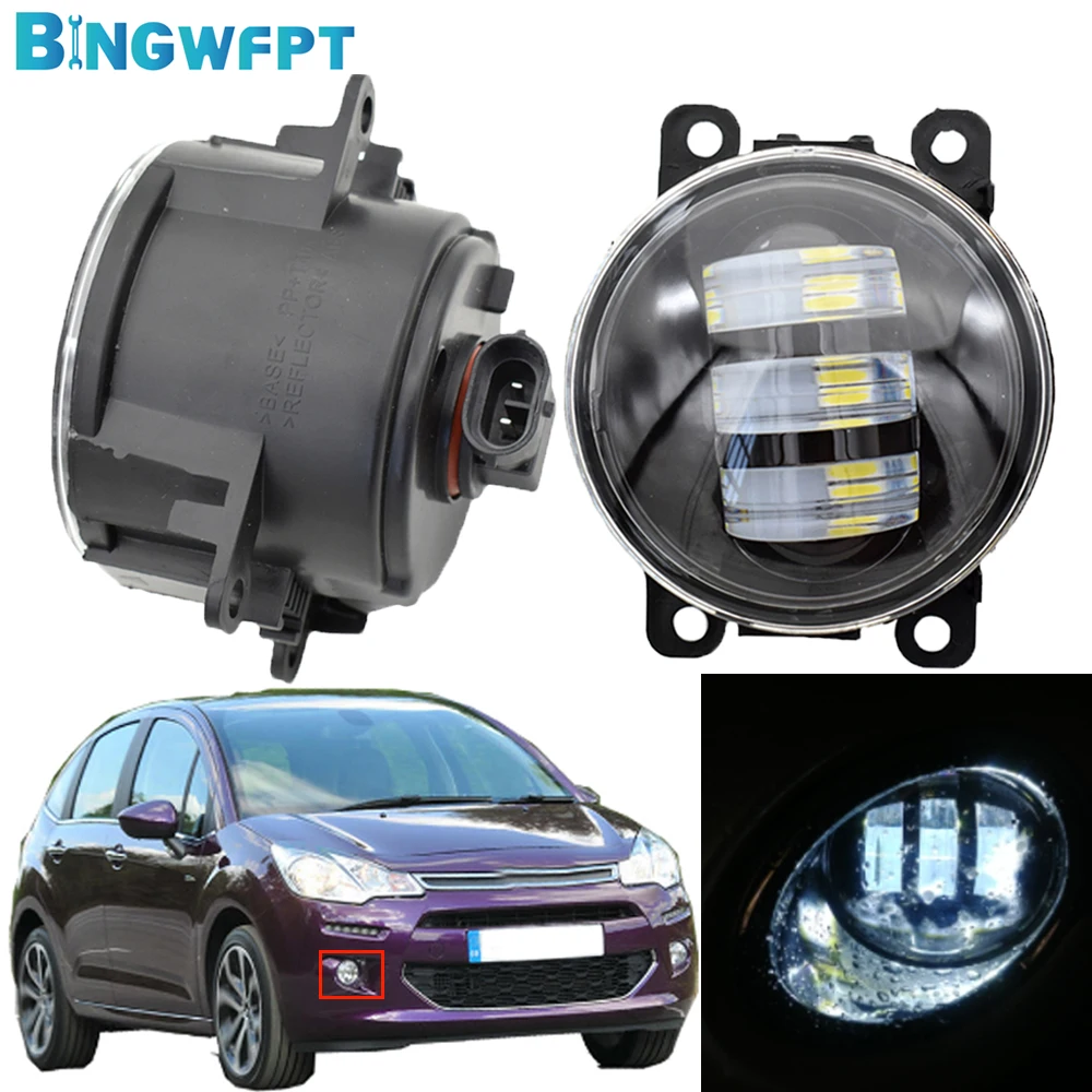 2x Headlights For Citroen C3 Fc_ Hatchback Fog Lamp Assembly Daytime Running Light Fog Light H11