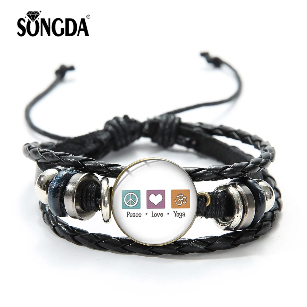 SONGDA 2019 Мода мир любовь Йога креативный Печатный стеклянный браслет из кабошона