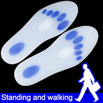 

1Pair Soft Silicone Arch Support Orthotic Cushion Breathable Walking Shock Absorption Unisex Pain Relief Full Length Foot Insole