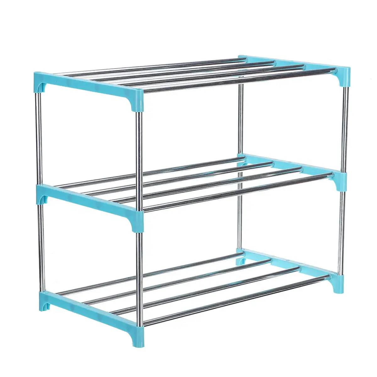 3 Layer Blue 3/4 слой обувной полка для пластикового стеллажа, усиленная полка для хранения обуви из нержавеющей стали, органайзер сборный стеллаж для обуви - Цвет: 3 Layer Blue