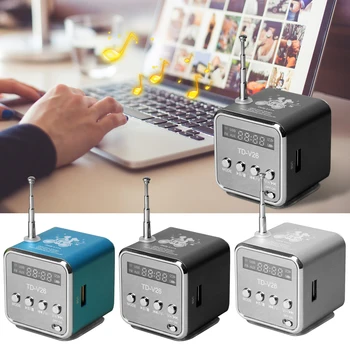 

Gosear Portable TD-V26 Stereo Speaker Mini FM Radio Receiver with LCD Digital Display Support Micro SD TF Card USB Disk Player