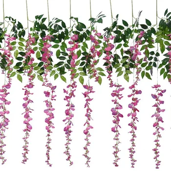 

12PCS 3.6Feet Artificial Flowers Fake Wisteria Vine for Wedding Decorations Home Garden Party Decor Simulation Flower
