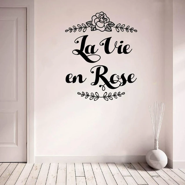 Decalque do vinil da parede la vie en rosa escrita em caligrafia com  quadro na mão desenhada dtyle adesivos de parede decoração para casa quarto  c109 - AliExpress