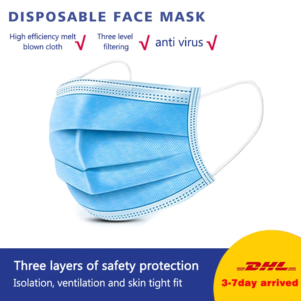 

2020 Disposable Face Masks Anti-Pollution 3 Layers Mask dust protection Face Masks Super Protective Dust Filter Safety Mask Pro
