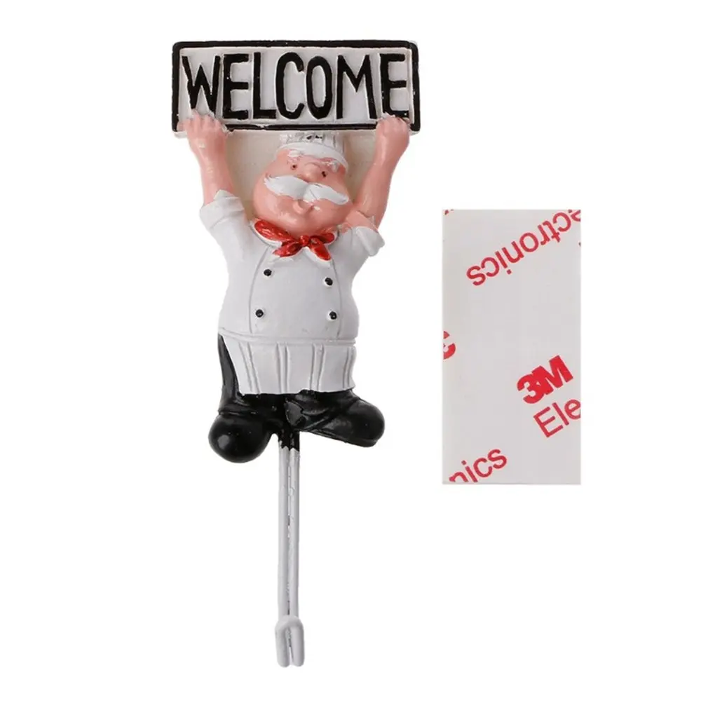 

Resin Stainless Steel Chef Hook Cartoon Kitchen Wall Hanging Sticker Durable Adhesive Hanger Wall Hanger Cloth Storage Rack