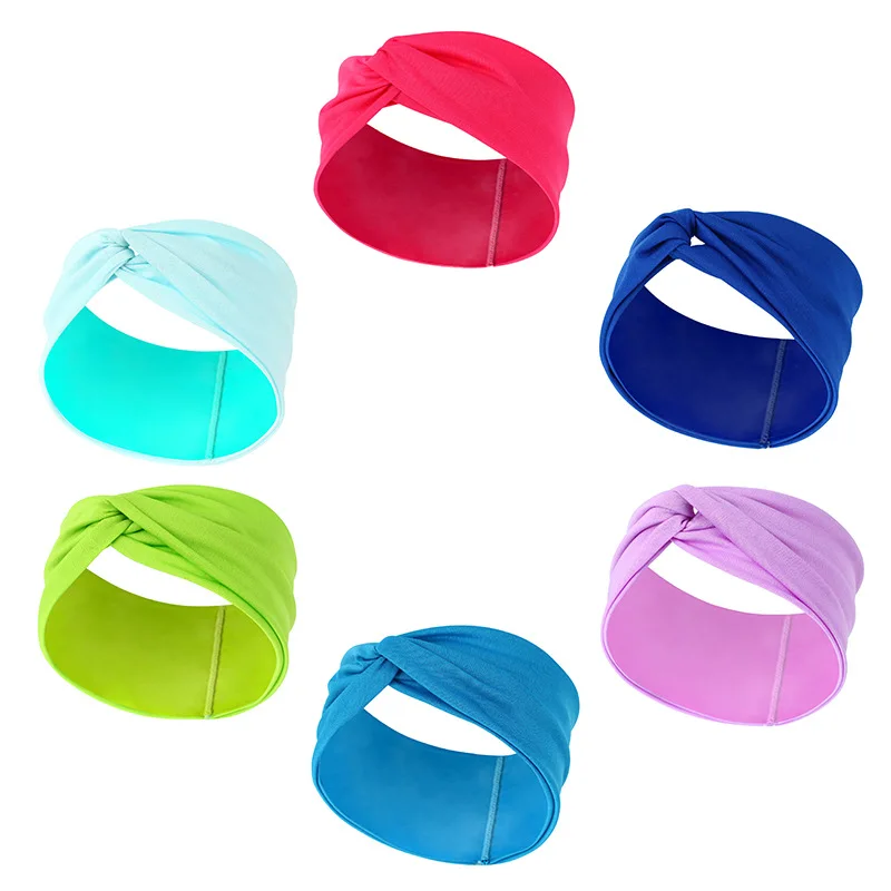 Женская однотонная повязка на голову с перехлёстом