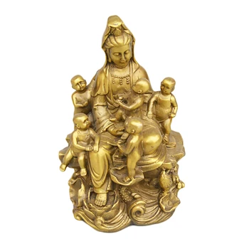 

LAOJUNLU Pure Copper To Send Guanyin Bronze Statue Wuzi Guanyin Buddha Statue Guanyin Bodhisattva