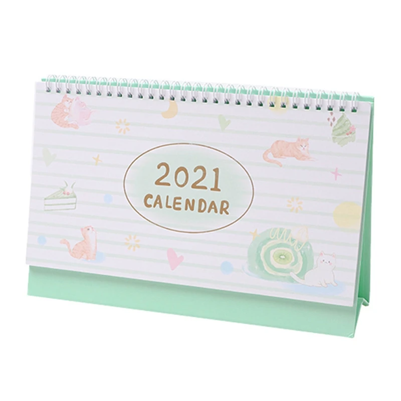 

2020-2021 Cute Creative Cartoon Animal Cat 3D Desktop Paper Calendar Dual Daily Scheduler Table Planner Yearly Agenda Organizer