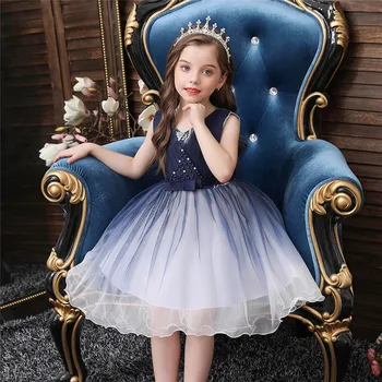 

Kids Dress for Girls Flower Beads Dresses for Party Wedding Christmas Clothing Princess Lace Tutu Children Prom Ball Gown