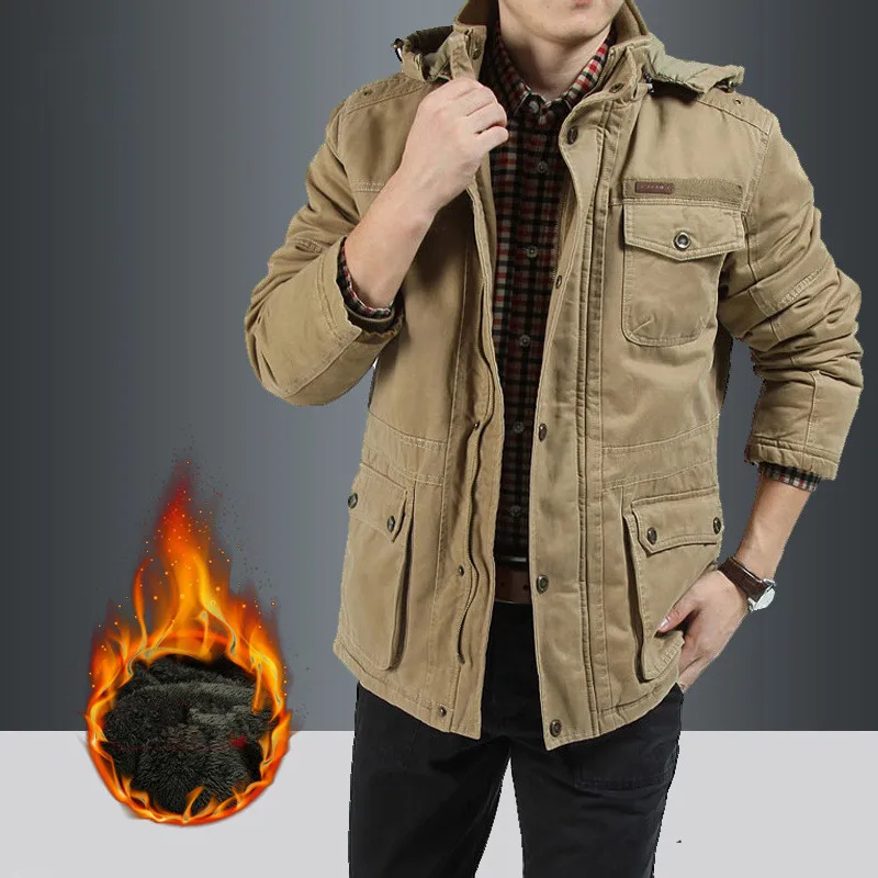 Брендовая зимняя мужская куртка с хлопковой подкладкой, теплые парки, пальто размера плюс 5XL, военная куртка с капюшоном и несколькими карманами, парки Hombre Invierno