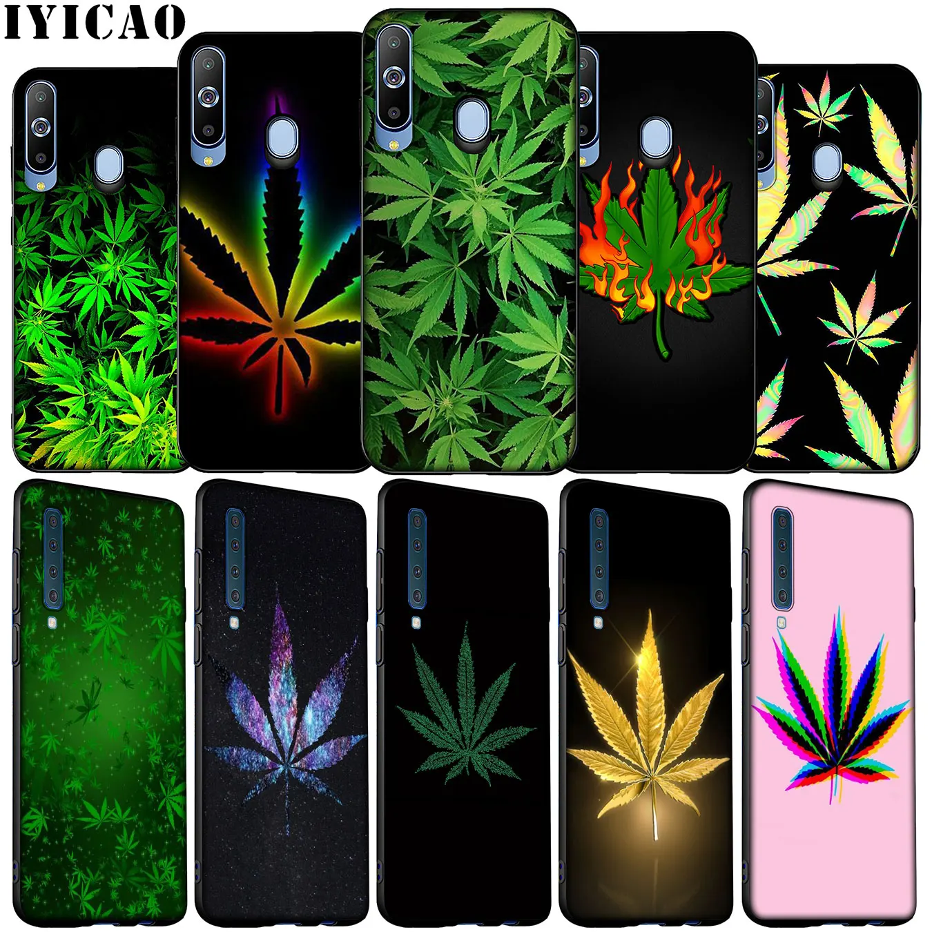 

IYICAO Weed Leaf grass Soft Silicone Case for Samsung Galaxy A70 A50 A60 A40 A30 A20 A10 M10 M20 M30 M40 Black TPU Phone Cover