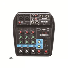 ЕС США штекер Mini 4 Каналы USB портативный Миксер Для для студий с живым звуком аудио DJ микшерная консоль караоке компьютер 48В Мощность