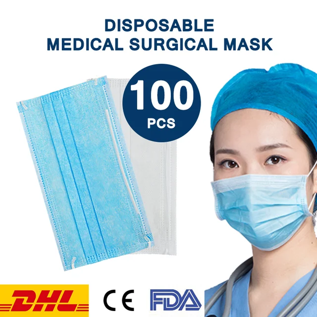 US $17.82  Disposable Medical Masks 3 Layer Surgical Face Mask Protective Respirator doctors masks Nonwoven Mo