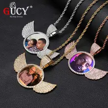 GUCY сделанное на заказ фото с крыльями Sngel ожерелье и подвеска 4 мм теннисная цепь золотого и серебряного цвета кубический циркон мужские хип-хоп ювелирные изделия