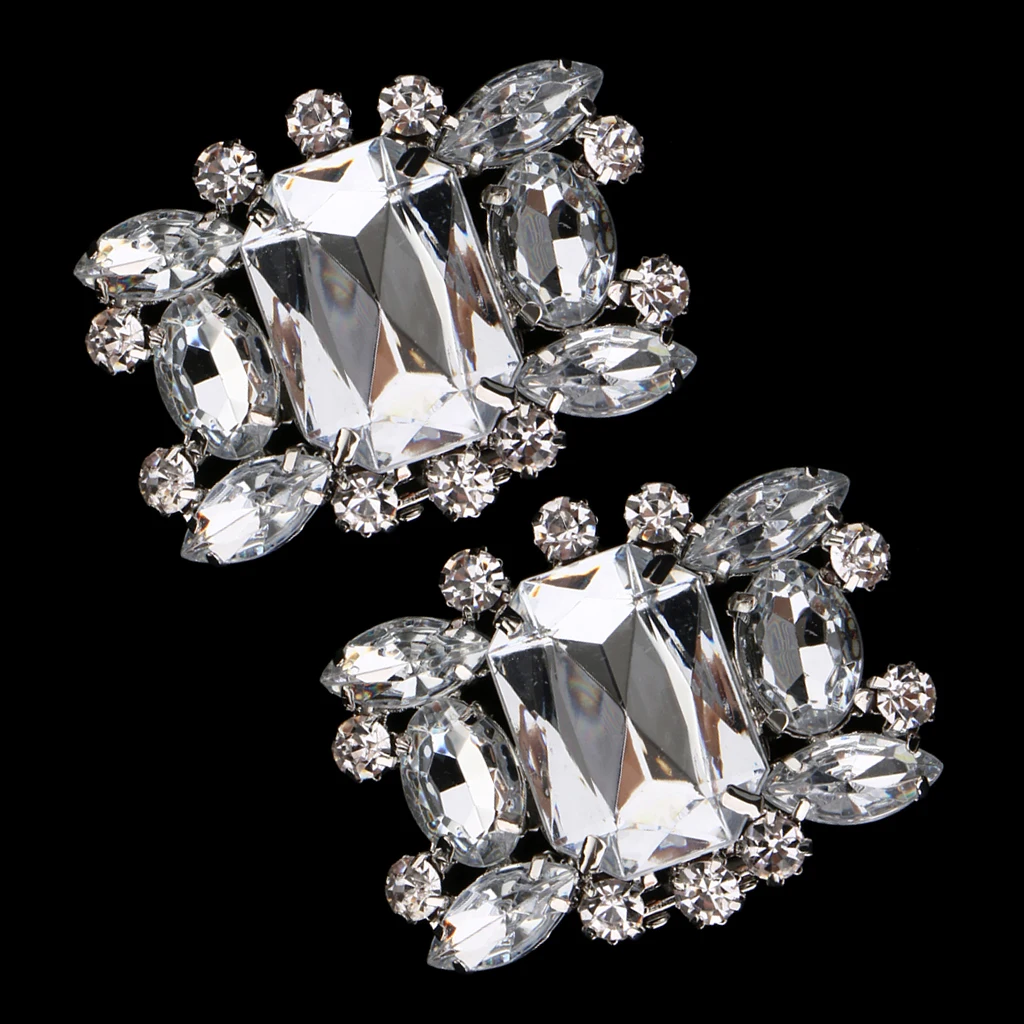 2 Pcs Rhinestone Crystal Wedding Bridal Shoe Bow Boots Clips Detachable Shoes Buckle Shoe Decoration Charms Shoes Jewelry