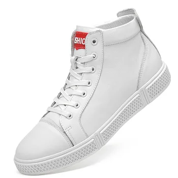 

Genuine Leather Men's Boots Autumn Winter Plus Velvet Cotton Ankle Boots Hight-Top Men Sneakers Luxury Brand Men Fashion Boots