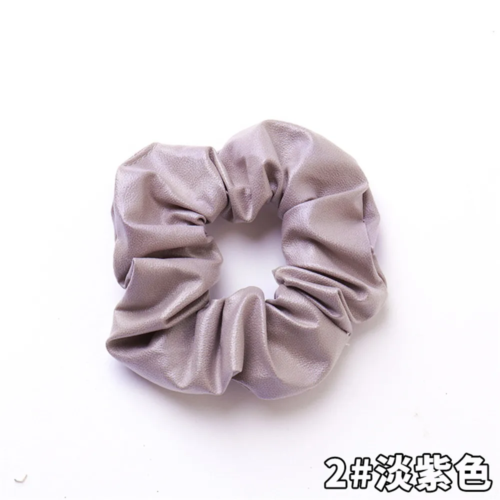Light purple Креативные Новые ПУ Твердые кольца для волос девушки конфеты цвета дамы заколки для волос аксессуары резинка для волос Веревка - Цвет: Light purple