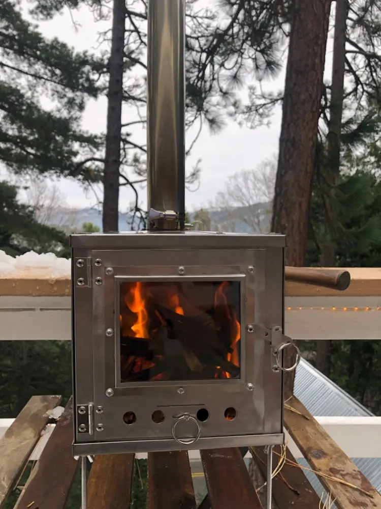 Outdoor Ultralight Titanium Stove Wood Stove for Tents W/ Chimney Pipe