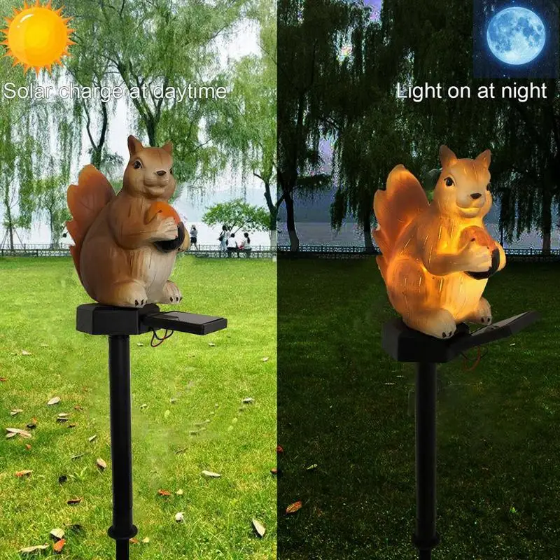 Модель Белочка лампа Солнечный светодиодный светильник для газона ABS и смола Водонепроницаемый дворы сад газон дорожка пейзаж декоративный светильник