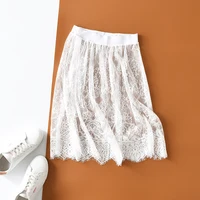 2023 nouveau mode automne hiver, glissades femmes Casual dentelle perspective Mini jupes dames basique jupe jupon sous-jupe 1