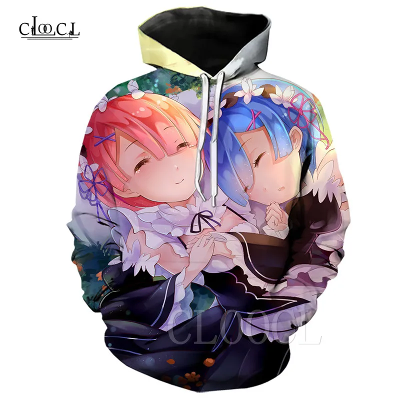 Двойные толстовки с рисунком Re:Zero Rem Мужская одежда милый пуловер для косплея
