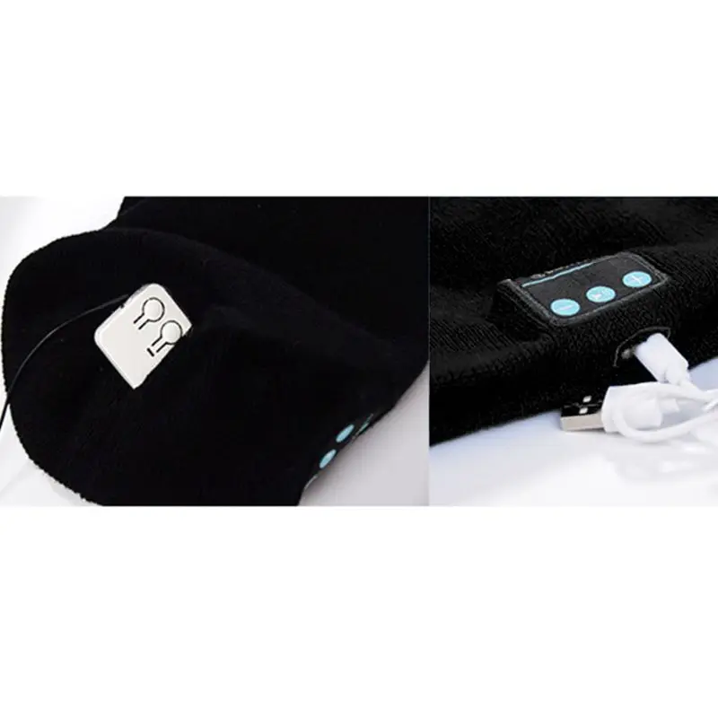 Зимний теплый нажмите кнопку светодиодный светильник Bluetooth шапочка Складная музыкальная вязаная со встроенными стерео динамиками унисекс