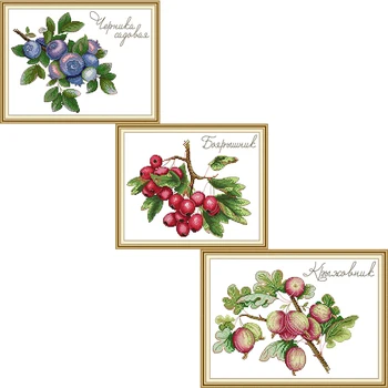 

Fruits Cross Stitch Kit Blueberry Hawthorn Fig Printed 11ct 14ct Canvas Fabric Embroidery Cross Stitch Embroidery Needlework Set