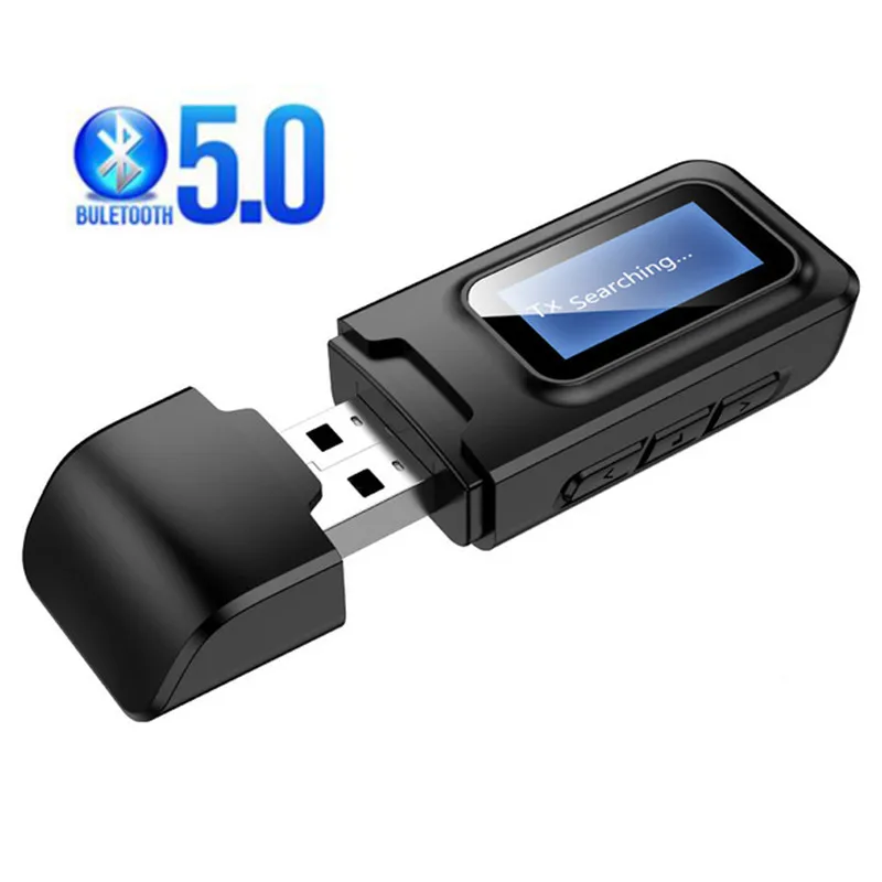 Приемник Bluetooth 5 0 передатчик с ЖК дисплеем разъем AUX 3 мм 2 в 1 USB ключ беспроводной