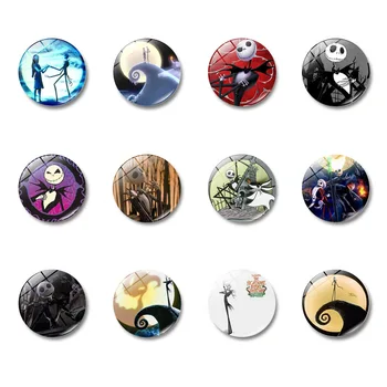 

Hot Sales Christmas Nightmare before Time Stone Magnetic Fridge Glass Sticker 25mm