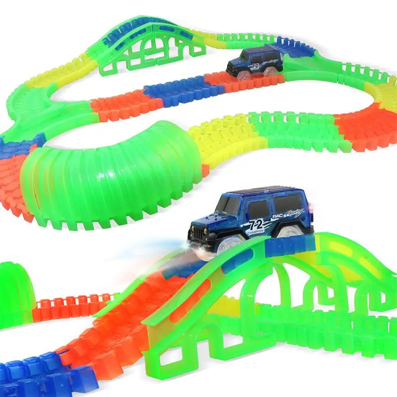 

COOLPLAY DIY Tracks Assembly Toy Glow Racing Track Toy Car with Light Model Car Child Toy DIY Funny Puzzle Toys Gift for Kid B