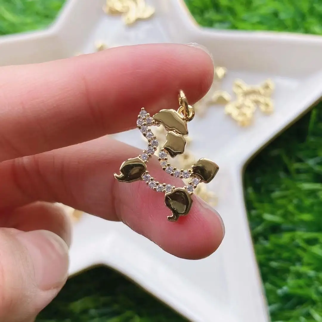 20Pcs CZ Zircon Puppy Dog Animal Pendant Copper Charm Necklace For Dog Lover Trendy Gift DIY Jewelry Accessories