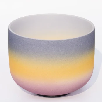 

8" Note A Third Chakra Rainbow Colored Frosted Quartz Crystal Singing Bowl