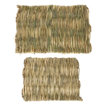 

2Pcs Straw Mat Pet Hamster Rabbit Chewing Toy Grass Preparation Pad Small Animal Rat Guinea Pig Pet Fun Toy Bed Small Animal Hou