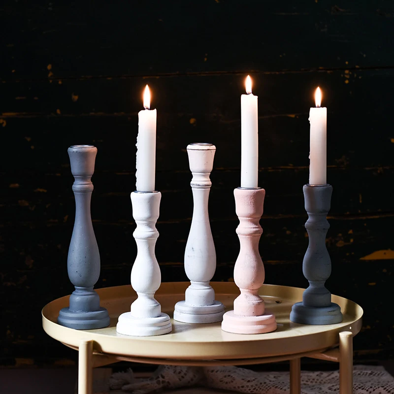 

1PC 7.28/9.25in Wood Candlestick holder Decorative Taper Retro Candle Holder for Table Centerpiece Wedding candle stand