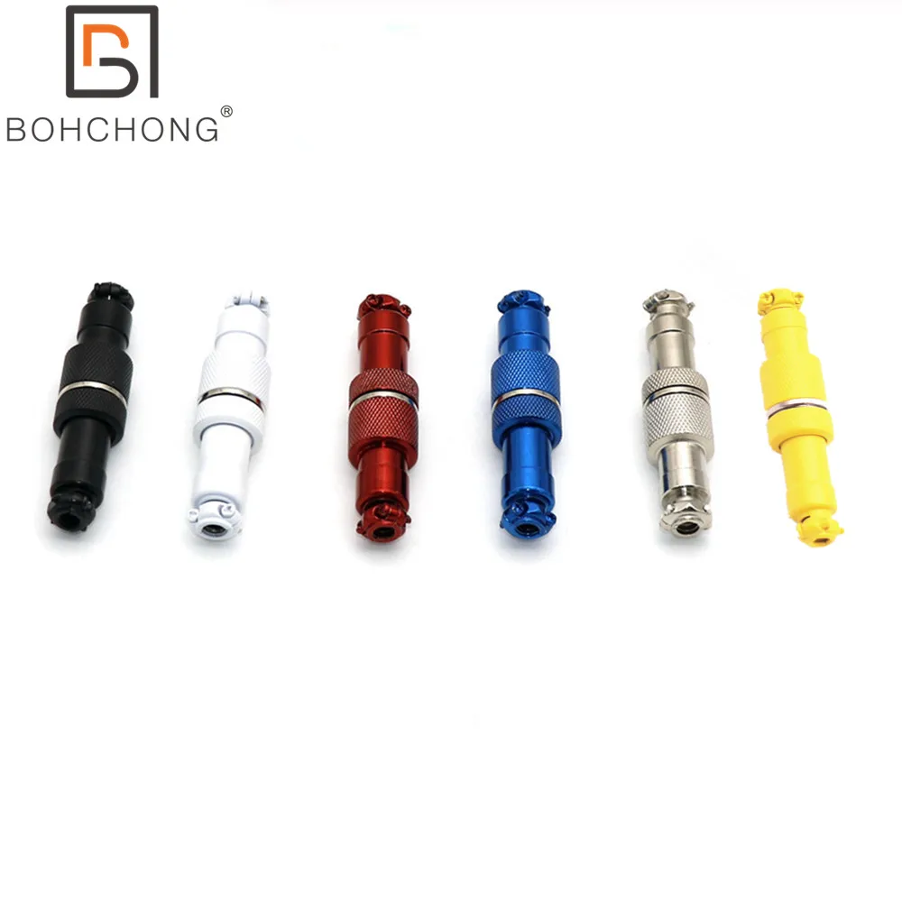 Colorful Electroplated Black GX12 Aviator Socket Butting Docking 4 Core 4Pin Male&Female for Keyboard Coiled USB Type C Cable