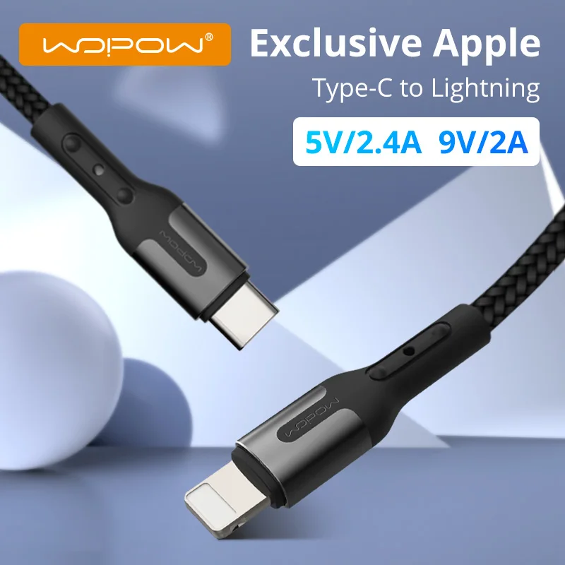 

WOPOW Cable H01 Type-C to Lightning iPhone PD Fast Charging USB C Cable for iPhone 7/7 Plus/8/8 Plus Mobile Phone Accessories