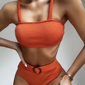 

ZTVitality Orange Push Up Bikini 2020 New Arrival Padded Ring Patchwork Sexy Swimsuit Female High Waist Swimwear Women Biquini