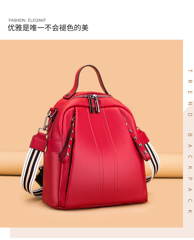 100% Genuine Leather Women's backpack Casual Waterproof real Cowhide Backpacks Female Luxury Back pack Women Travel Shoulder Bag