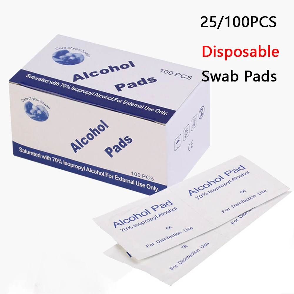 

25/100pcs Disposable Antiphlogosis Alcohol Swab Pad Skin-friendly Piece Wipe Antiseptic skin Cleaning Care First Aid Accessories