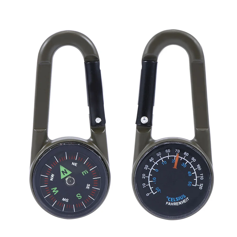 

1pcs Multifunctional Hiking Amazing Metal Keychain Carabiner Mini Portable Compass Thermometer Sporting Outdoor Equiment